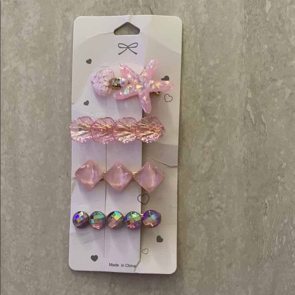 Pink Starfish Hair Clip Set